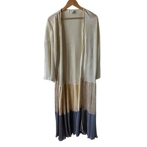 Anthropologie Kimono‎ Duster One Size Open Front Striped Pleated Cardigan